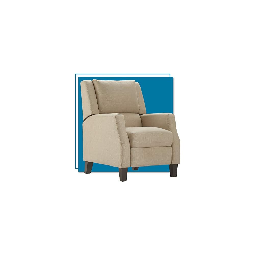 ClickDecor Bristol Push Back Recliner Chair for Living Room, Upholstered Reclining Armchair, Modern Home Theater Single Seating, Sand Beige