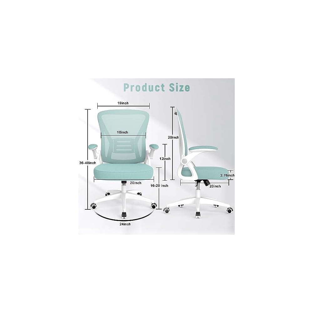 naspaluro Home Office Desk Chair Mid Back with Adjustable Height Green