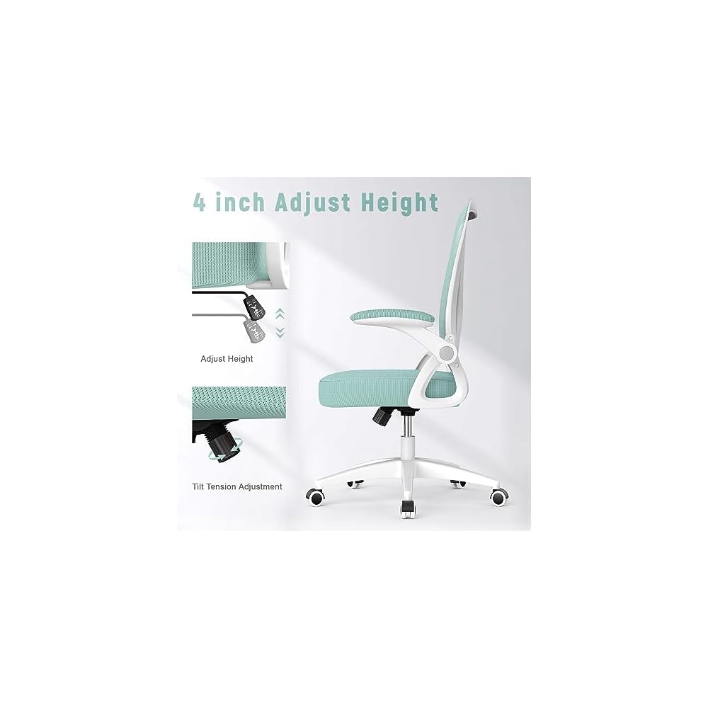 naspaluro Home Office Desk Chair Mid Back with Adjustable Height Green