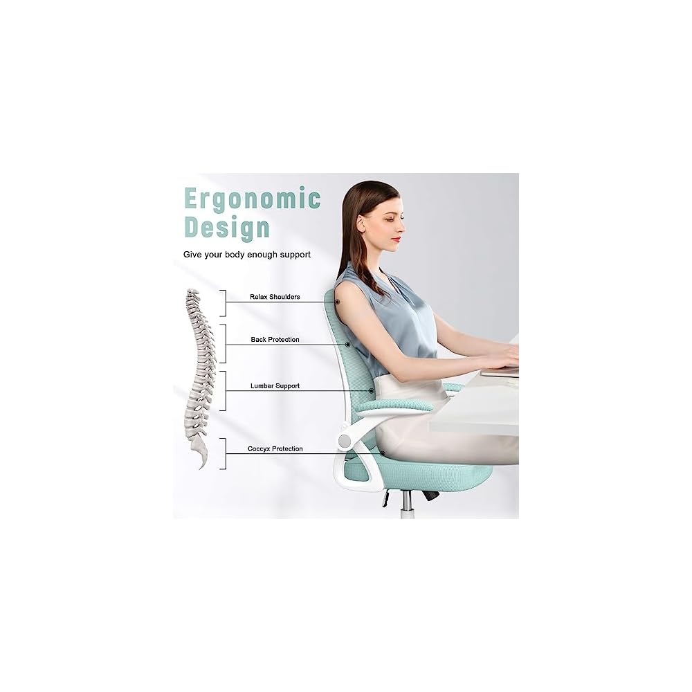naspaluro Home Office Desk Chair Mid Back with Adjustable Height Green
