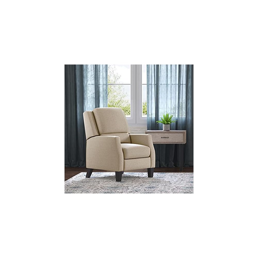 ClickDecor Bristol Push Back Recliner Chair for Living Room, Upholstered Reclining Armchair, Modern Home Theater Single Seating, Sand Beige