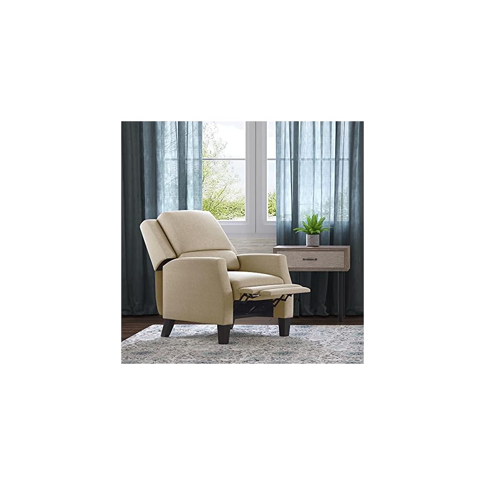 ClickDecor Bristol Push Back Recliner Chair for Living Room, Upholstered Reclining Armchair, Modern Home Theater Single Seating, Sand Beige