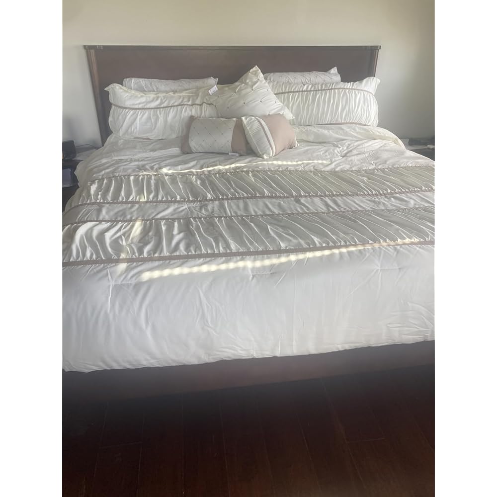 Panthera Bed Frame with Artistic High Headboard Solid Wood Platform Bed 800lbs Capacity, Premium Natural Wood Bed Support All Mattresses, Noiseless Slats Support, King Bed Frame, Caramel
