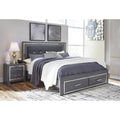 Signature Design by Ashley Upholstered King Bed with LED Lights and Storage